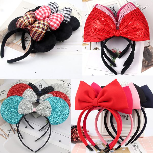 

halloween christmas birthday party decorations cute headbands butterfly big bow headband for kids adults girls hair jewelry 27 styles, Silver