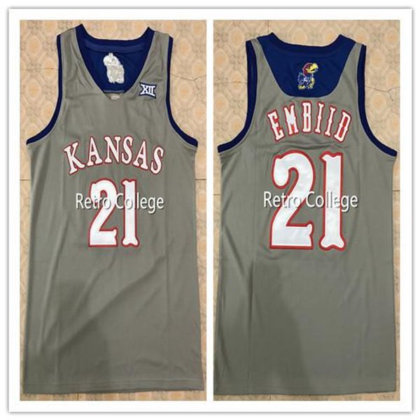 

#joel embiid kansas jayhawks retro basketball jersey all size embroidery stitched customize any name and name xs-6xl vest jerseys, Black;blue