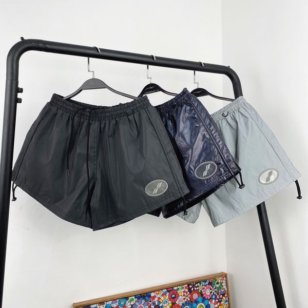 

mens summer shorts pants we11done 3m reflective loose slacks elastic waist casual fashion running shorts fitness high street, Black