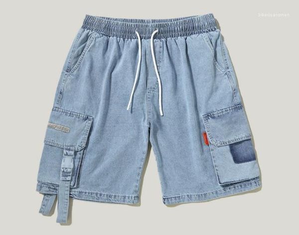 

loose jeans short pants fashion style hip hop homme clothing relaxed casual apparel mens summer designer, Blue