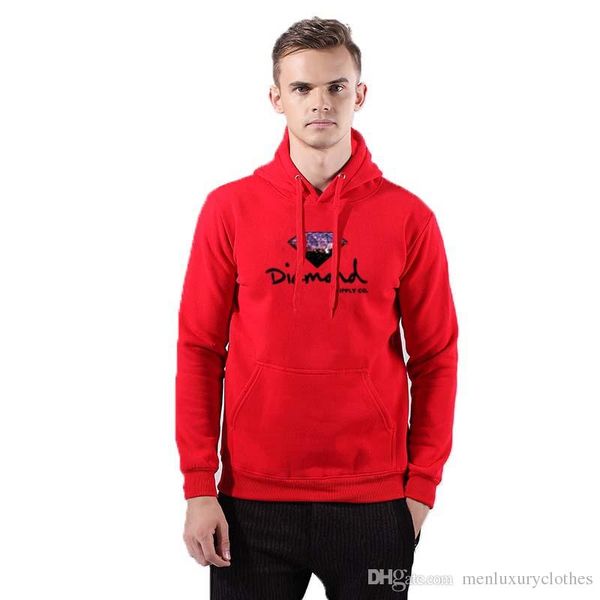 

thick winter fleece new diamond supply hoodies mens hooded skateboard hiphop casual sweatshirts, Black