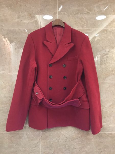 

2019 early autumn new women's suit collar, double-row buckle belt, waist linen suit, short jacket 717, Black;brown