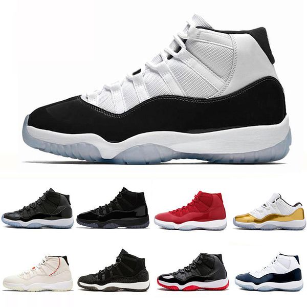 

11 11s concord 45 cap and gown gym red chicago platinum tint space jams midnight navy men basketball shoes designer sports sneakers 36-47, White;red