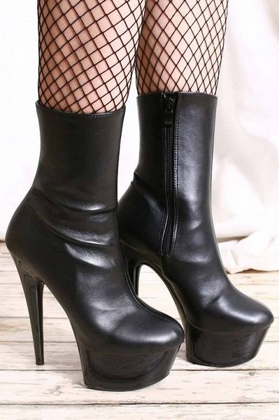 

fashion waterproof vestidos de fiesta de noc 15cm ankle boots artificial leather lolita shoes 6inch red heels winter boots women, Black