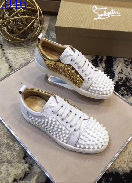 

ad2 new christian luxury louboutin bottom red bottoms studded spikes brand cl mens casual shoes men women party lover sports sneakers, Black