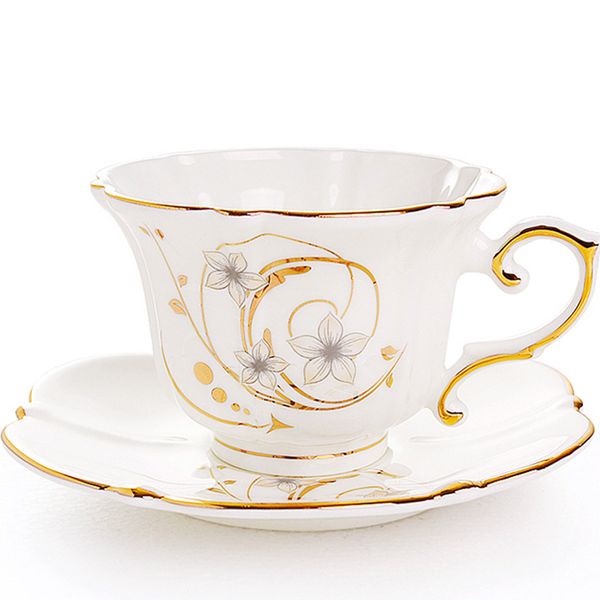 

bone china gold coffee cup with saucer high-grade mug set continental ceramic coffee cup afternoon tea cup