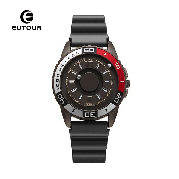 

eutour new innovative magnetic metal multi-function men's watch fashion sports quartz watch simple strap pilot, Slivery;brown