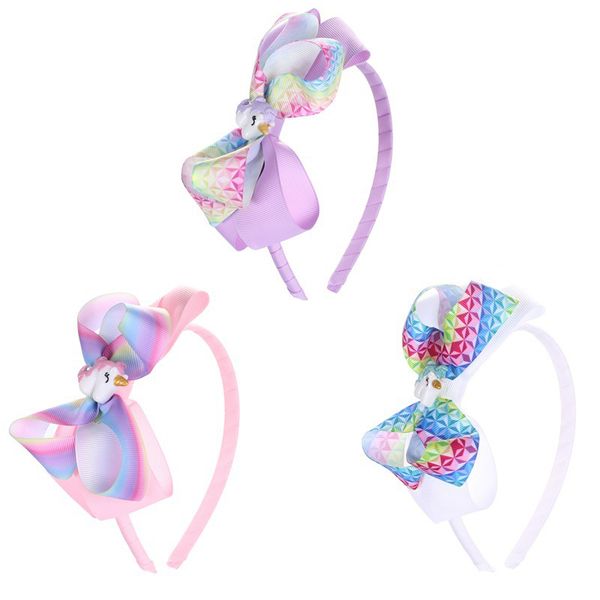 

children unicorn headband rib with 4 inch bow kids headband holiday party headdress designer headbands tc181206 100pcs