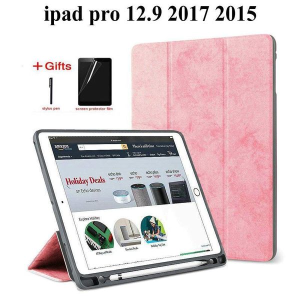 

тонкий смарт-защитный чехол для ipad pro 12.9 2017/2015 funda с держателем карандаша крышка для ipad pro 12.9 tablet case+пленка+ручка
