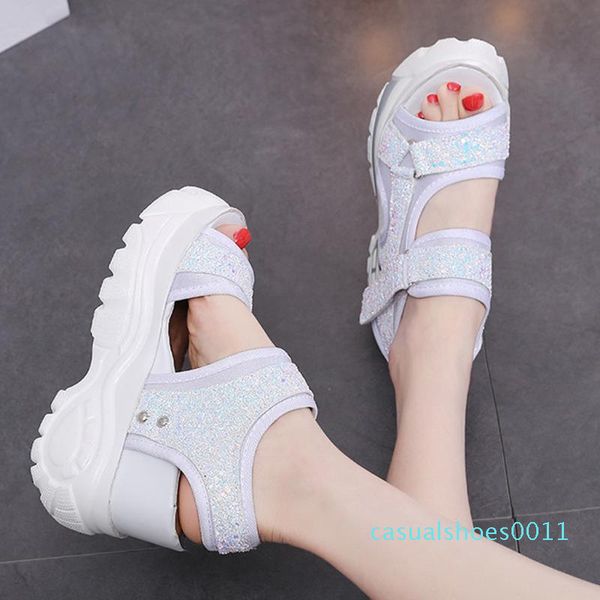 

new style women sandals ladies wedges shoes fashion fish mouth sandals thick bottomed sport casual women shoes cc11, Black