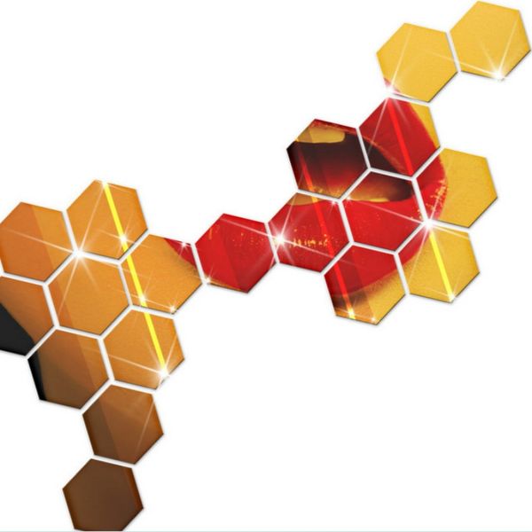 

hexagon 3d art diy mirror wall stickers for home wall decal
