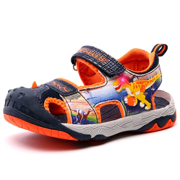 

dinoskulls boys sandals mesh ligh up fashion kids summer shoes 3d dinosaur led kids beach shoes non-slip toddler shoes