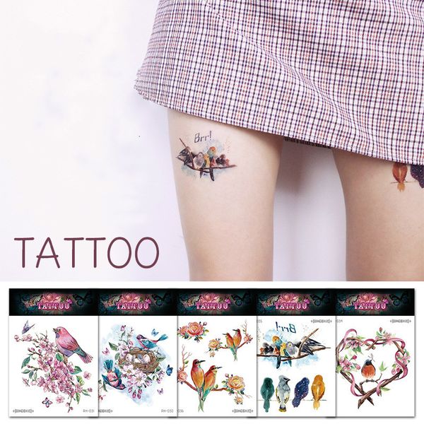 

floral and birds tattoo stickers diy waterproof water transfer temporary art tattoo easy to clean outerdoor party birthday body arm decor