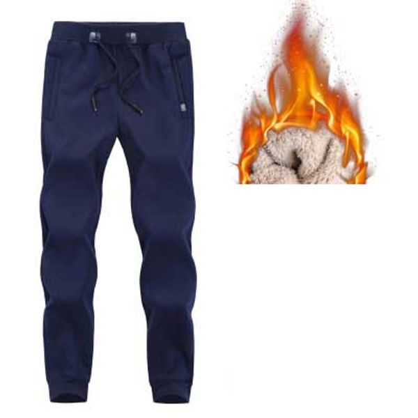 

mens casual sports pants males feet plus velvet thick pants warm guard pants slim beam fashion trend 2020 winter ng, Black