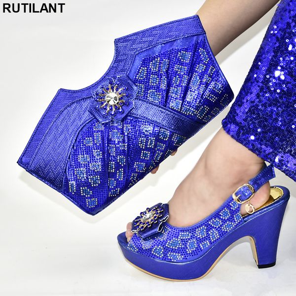 

dress shoes african and bags matching set women wedding bride cristal shoe bag for nigeria party, Black