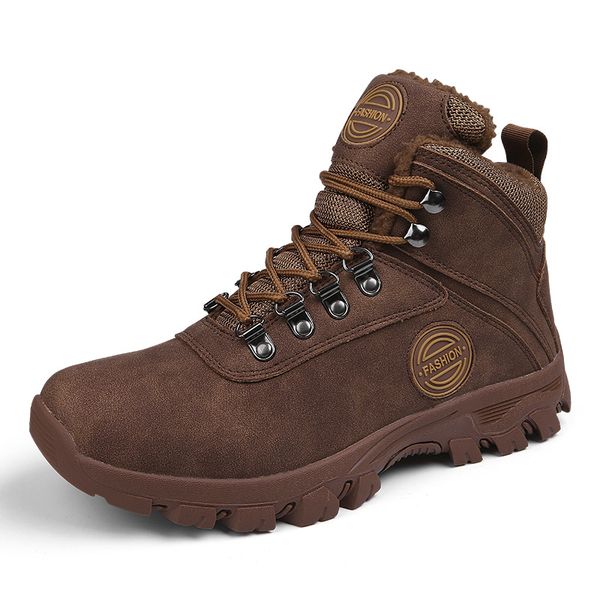 

men shoes winter fur boots safty boots outdoor snow army ankle warm shoes casual footwear zapatos de hombre, Black