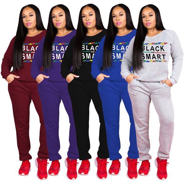 

autumn womens tracksuits 2 pieces pants letter printed casual long sleeved pullover crew neck tracksuits womens fashion suits, White