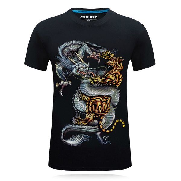 

tiger t shirt men animal yin yang tshirt dragon 3d print t-shirt anime clothes funny punk rock mens clothing summer, White;black