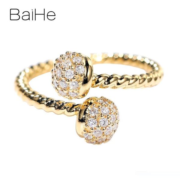 

baihe solid 14k white gold about 0.35ct certified h si round 100% genuine natural diamonds women trendy fine jewelry gift ring, Golden;silver