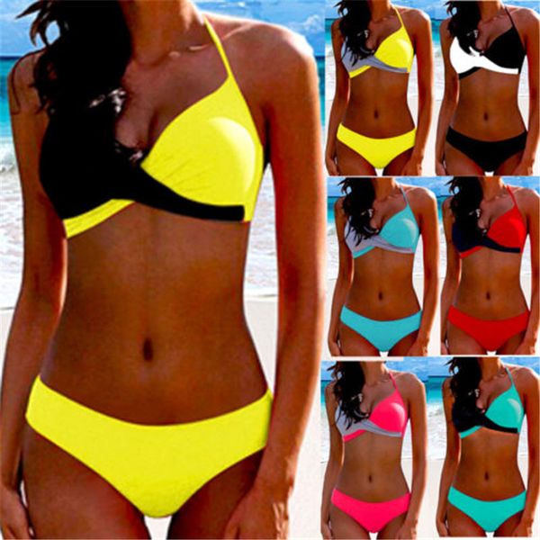 

swim swimsuits for women bikini 2019 women bikinis halter woman female suit patchwork swimwear women bathing suit bikinis set, White;black