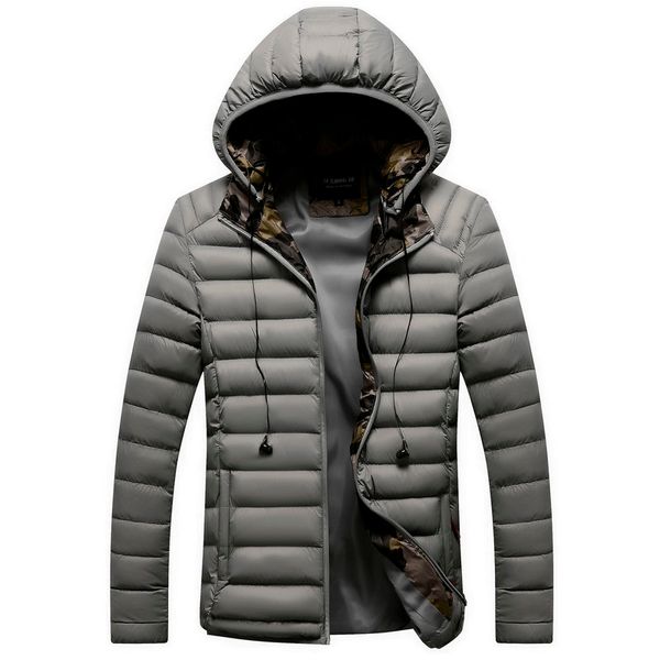 

2019 new male jacket parka men quality autumn winter warm outwear solid slim fit mens coats casual hooded jackets men, Tan;black