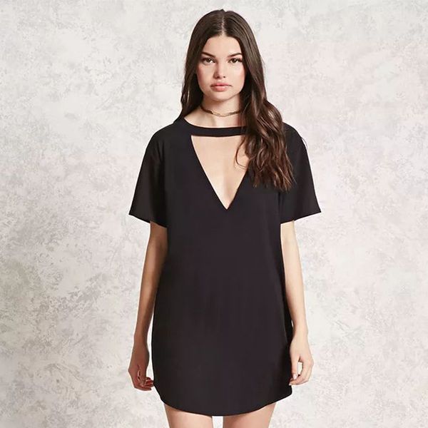 

износ casual v-образный вырез с коротким рукавом платье мода 2020 новых женщин, Black;gray