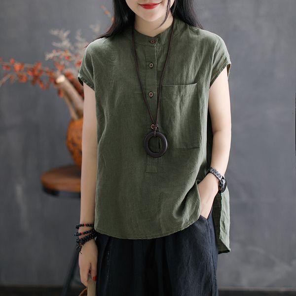 

women blouses women 2019 women summer blouse work ol blusas solid linen shirt short sleeve short camisas mujer plus size, White