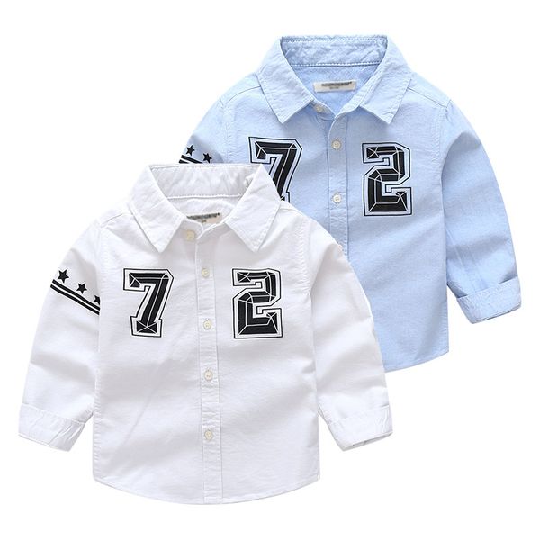 

baby shirt 2018 spring new boy children's clothing children's solid color digital long-sleeved shirt 08, White;black