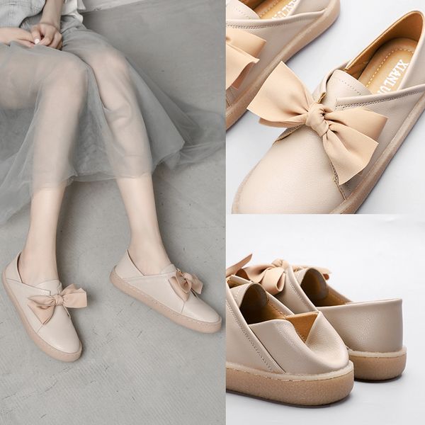 

all-match slip on shoes for women 2019 fashion women's casual female sneakers bow-knot soft round toe flats slip-on new summer, Black