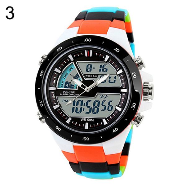 

skmei 1016 multifunctional stainless steel waterproof analog watch men chronograph dual time alarm date backlight designed digital sports, Slivery;brown