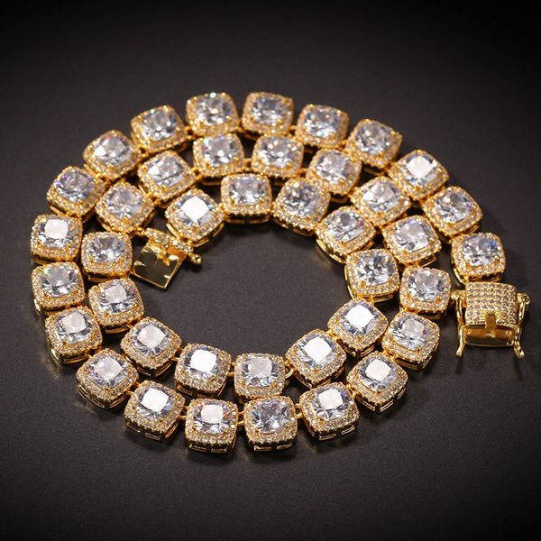 

хип-хоп bling цепи ювелирные изделия мужские обледеневшие алмаз теннис цепи ожерелье браслет высокое качество квадратный циркон ожерелья 7 д, Silver