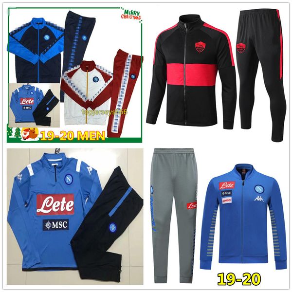 

19 20 men napoli soccer tracksuit jacket 2019 2020 naples football training tracksuit 19 20 mertens insigne training suit chandal futbol, Black