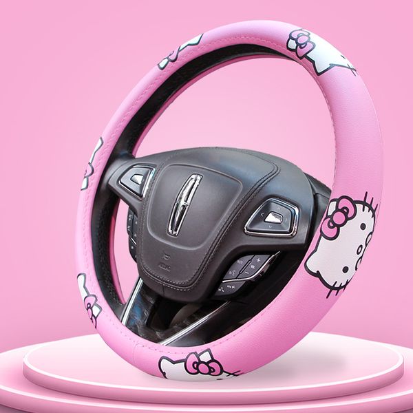 

kitty cat car steering wheel cover comfortable anti-slip auto steering-wheel cover kawaii car wheel pink accessories
