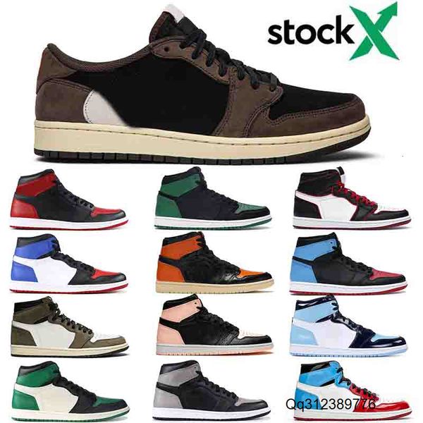 

обувь высокого качества баскетбола для mens высокого og stock x 1 1s женские кроссовки travis скоттс pine green unc чикаго моды марка кроссо