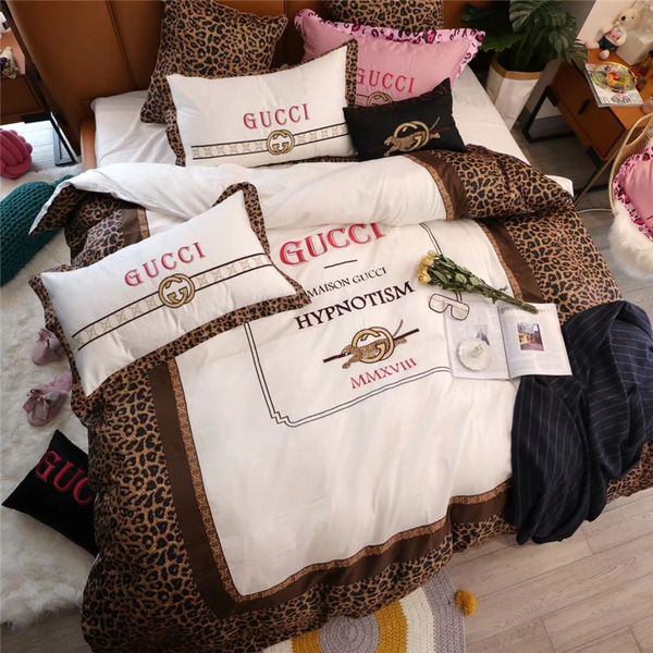 

Коричневый Leopard Печатный кровать Обложка наборы Все Хлопок вышивки постельное белье 4/5/6/7 Кусочки Постельные принадлежности домашнего текстиля