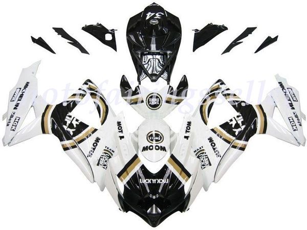 

new abs plastic fairings kit fit for suzuki gsxr600 gsxr750 gsx-r600 r750 k8 2008 2009 2010 injection mold white black lucky strike