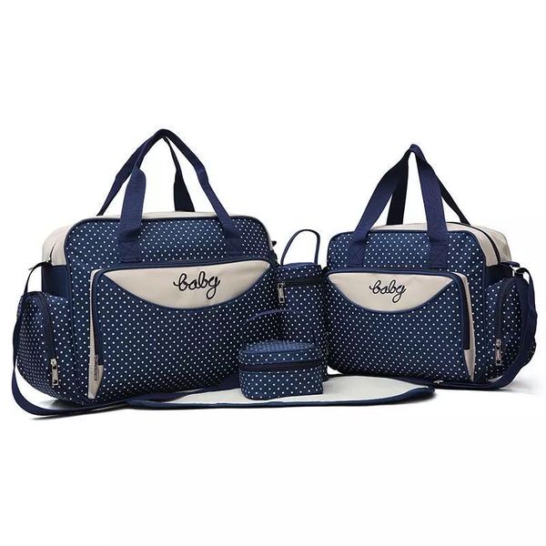 

the new polka dot fashion multi-function large-capacity mummy bag five-piece set out mother and baby bag mother shoulder