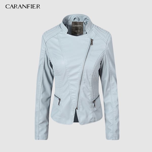 

women's leather jacket motorcycle autumn long sleeve zipper faux leather jackets 6 color ladies female coats outerwear, Black