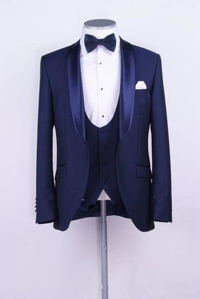 

новые поступления одной кнопки синий жених смокинги шаль нагрудные groomsmen шафер костюмы мужские свадебные костюмы (куртка+брюки+жилет+гал, Black;gray