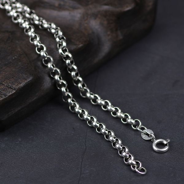 

genuine 925 sterling silver sweater chains necklaces for women and men round shape beaded necklace accessories 18-32 inch