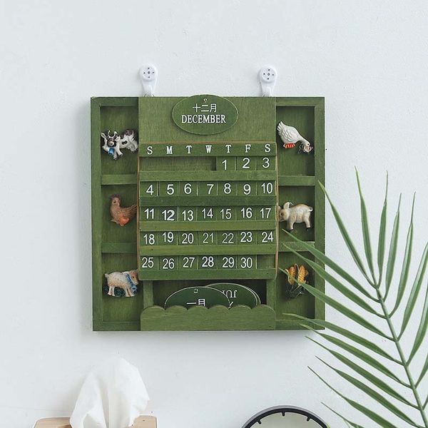 

vintage wood advent calendar hanging decoration hand-operated desk christmas calendars permanent organizer agenda 20.5*20.5 cm