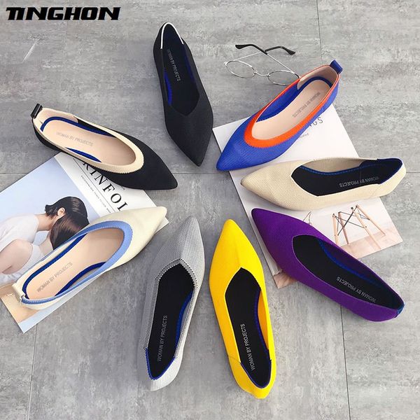 

tinghon spring women slip on flat loafers pointed toe shallow ballet flats shoes casual flat shoes ballerina flats 31colors, Black