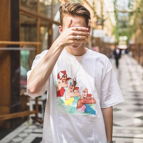 

new box logo пловцы tee tops casual simple street fashion коротким рукавом летний дышащие открытый тур футболка hfymtx348, White;black