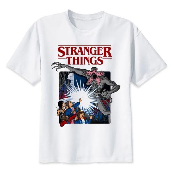 

stranger things south park t-shirts men new summer t shirt casual shirt funny print o-neck print tshirt men fine, White;black