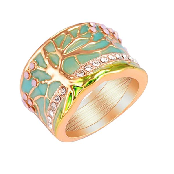 

fashion retro style ring metal crystal tree of life wedding ring jewelry, Golden;silver