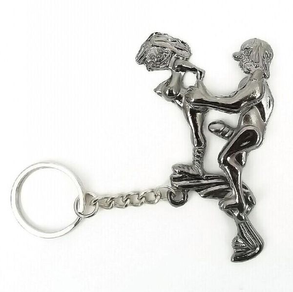 

mens-womens movable make love keychain key ring fashion key fob car key chain for valentine day wedding gift 8 styles available, Silver