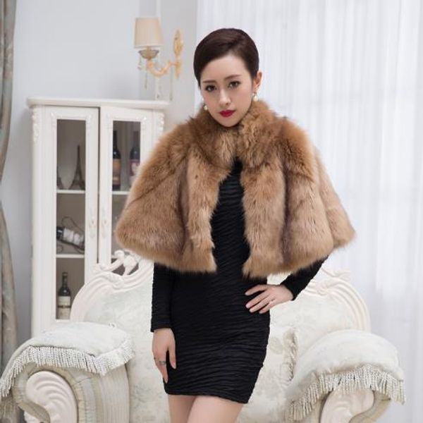 

furry women faux fur coats 2019 furry women fur faux winter coat luxury ladies outwear stand collar short cape jackets m883, Black
