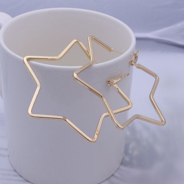 

ek366 big square star triangle drop earrings for women fashion statement jewelry simple geometric metal earrings hollow brincos, Silver
