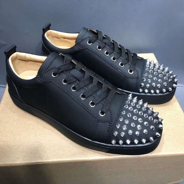 

low top шипы замша кроссовки обувь роскошная кружевные женщины, мужчины тренеры заклепки повседневная обувь партии свадебное платье eu35-47, Black