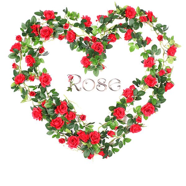 

1.8 meter artificial rose flower fake hanging decorative roses vine plants leaves artificials garland flowers wedding wall decor